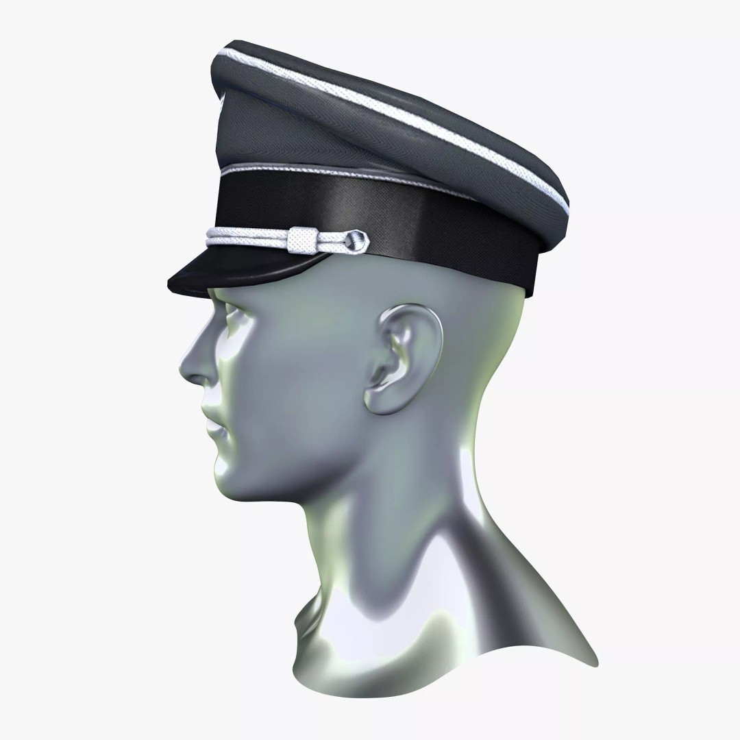 WWII SS German Officer Cap 3D Model – Low Poly Game Asset, FBX, OBJ - View 9