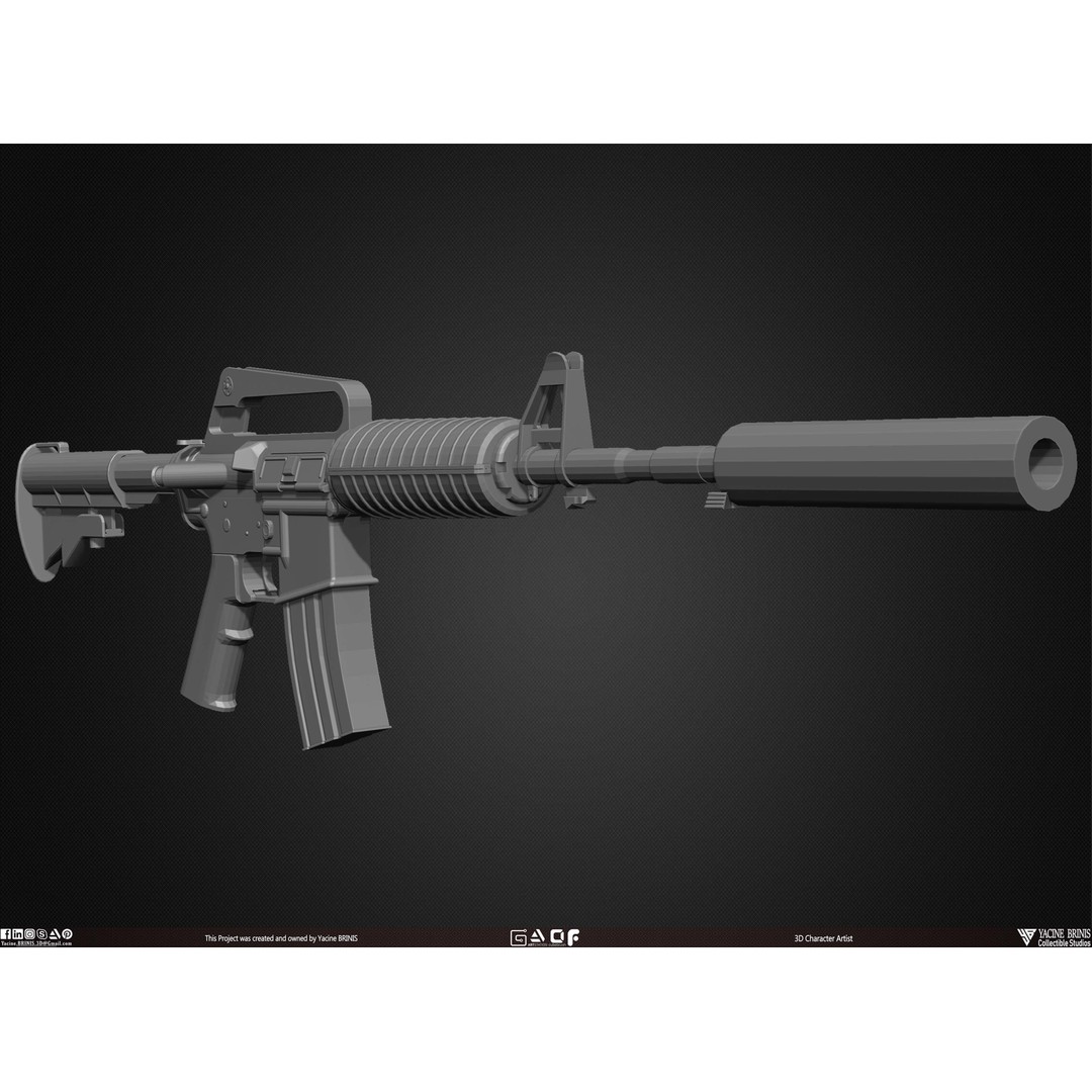 Guns 3D Model – Low Poly Kitbash Set for Game Assets, OBJ, ZTL - View 19