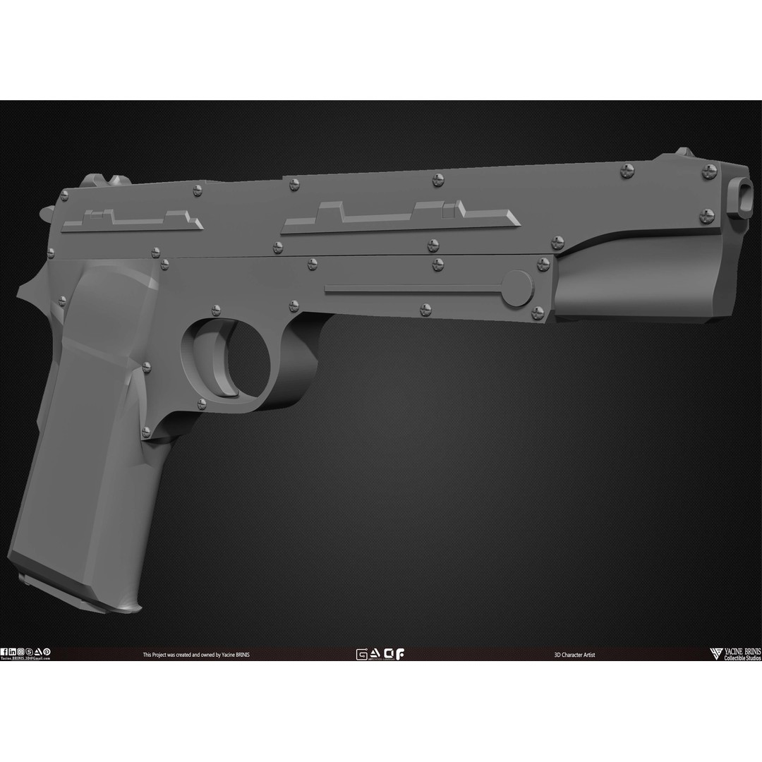 Guns 3D Model – Low Poly Kitbash Set for Game Assets, OBJ, ZTL - View 24