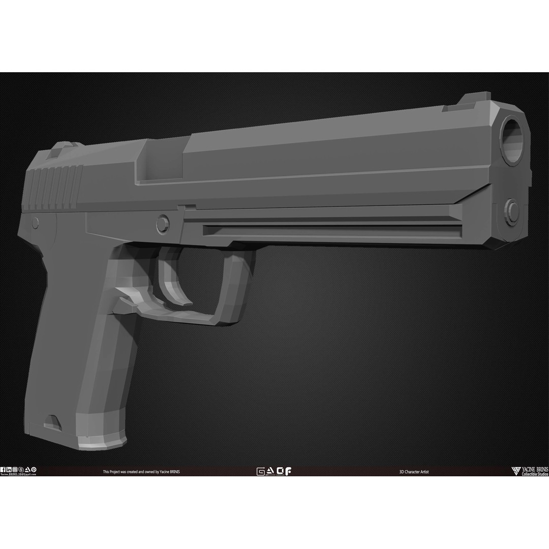 Guns 3D Model – Low Poly Kitbash Set for Game Assets, OBJ, ZTL - View 32