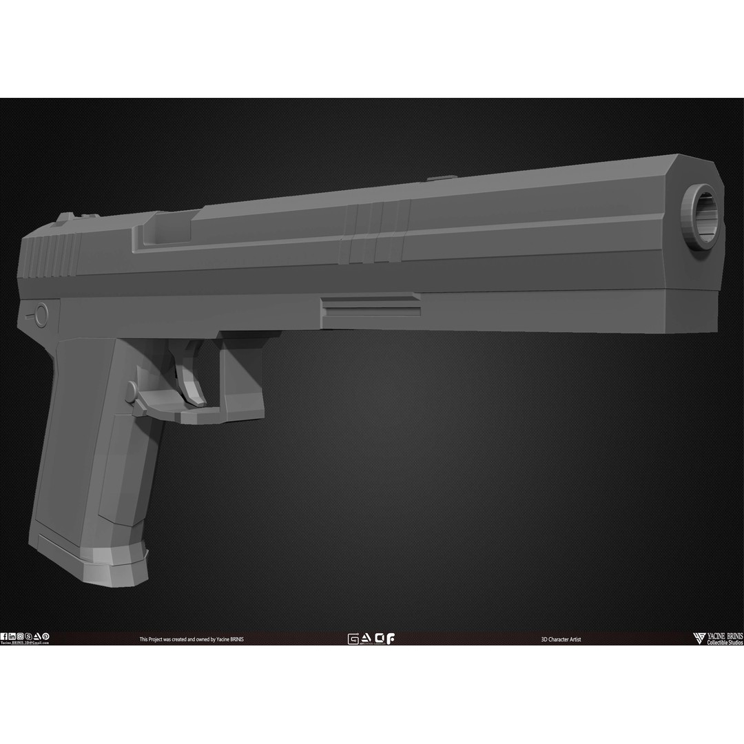 Guns 3D Model – Low Poly Kitbash Set for Game Assets, OBJ, ZTL - View 33