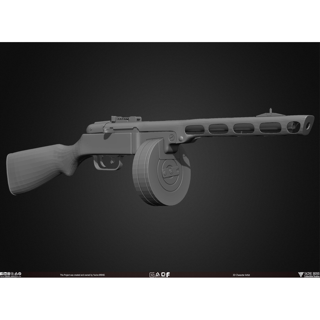 Guns 3D Model – Low Poly Kitbash Set for Game Assets, OBJ, ZTL - View 34