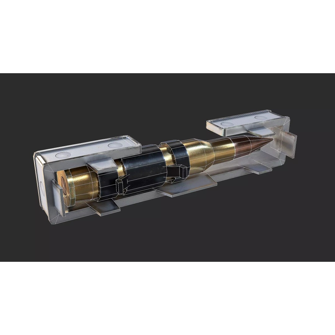 Ammo Feed Chute 3D Model – Low Poly Rigged Military Asset, FBX, OBJ, Blender - View 12