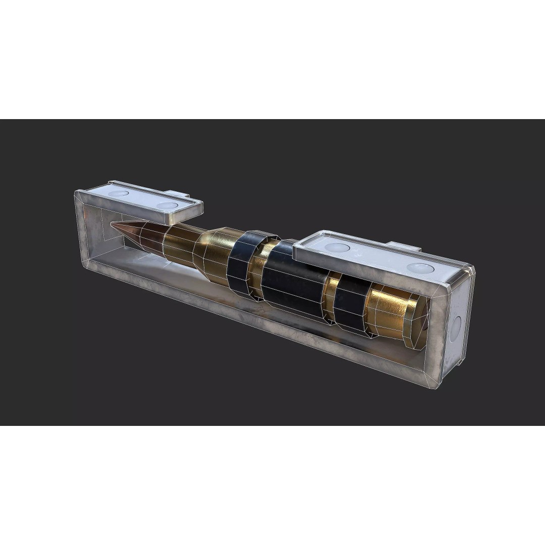 Ammo Feed Chute 3D Model – Low Poly Rigged Military Asset, FBX, OBJ, Blender - View 13