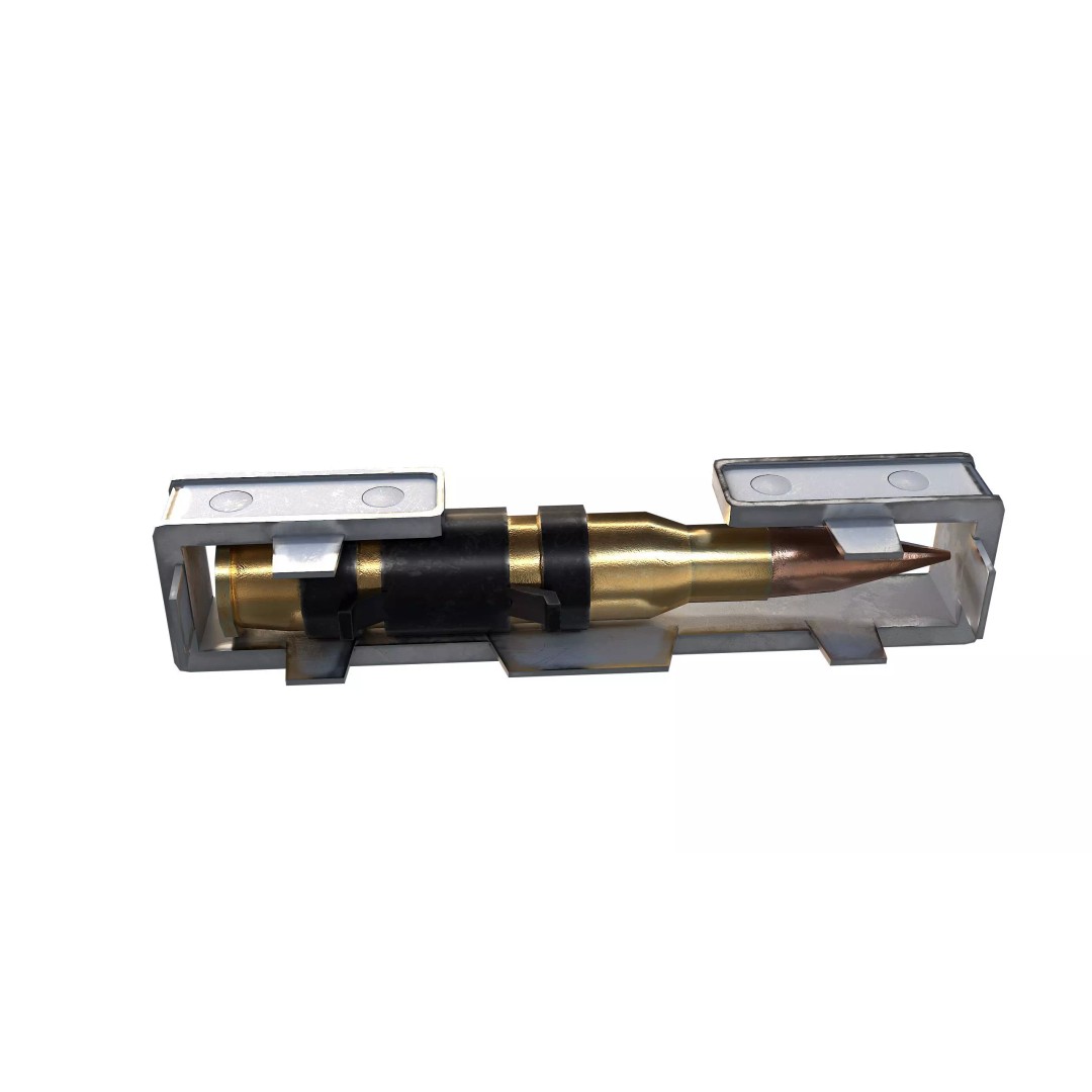 Ammo Feed Chute 3D Model – Low Poly Rigged Military Asset, FBX, OBJ, Blender - View 5