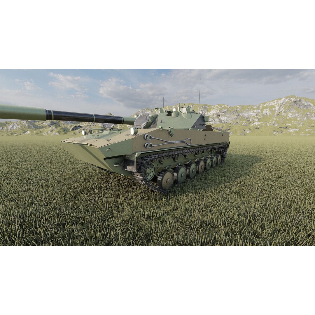 2S25 Sprut-SD 3D Model – Detailed Military Vehicle with Interior, OBJ - View 9