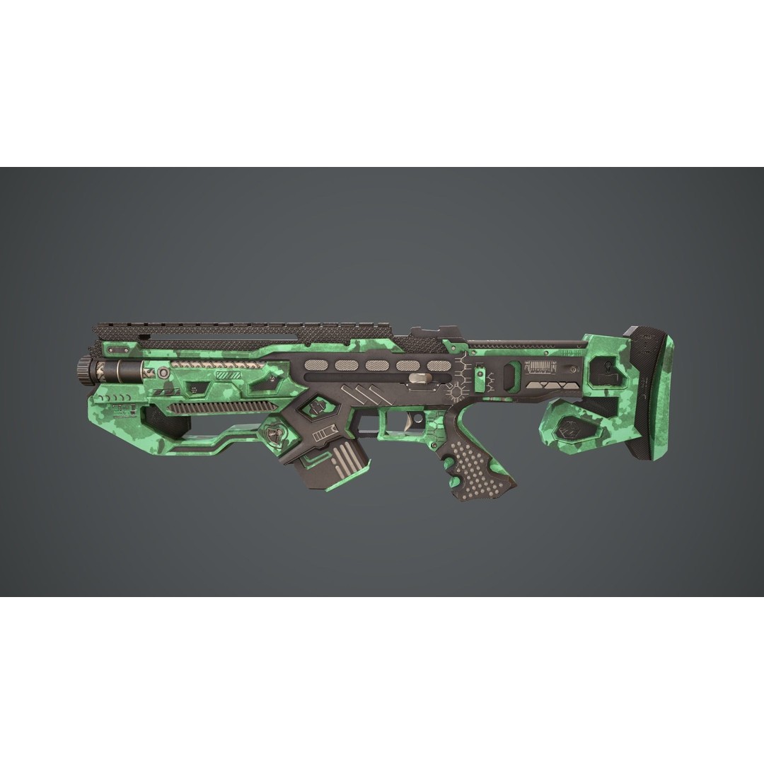 Space Gun 3D Model – Low Poly Sci-Fi Concept Weapon, FBX, PBR