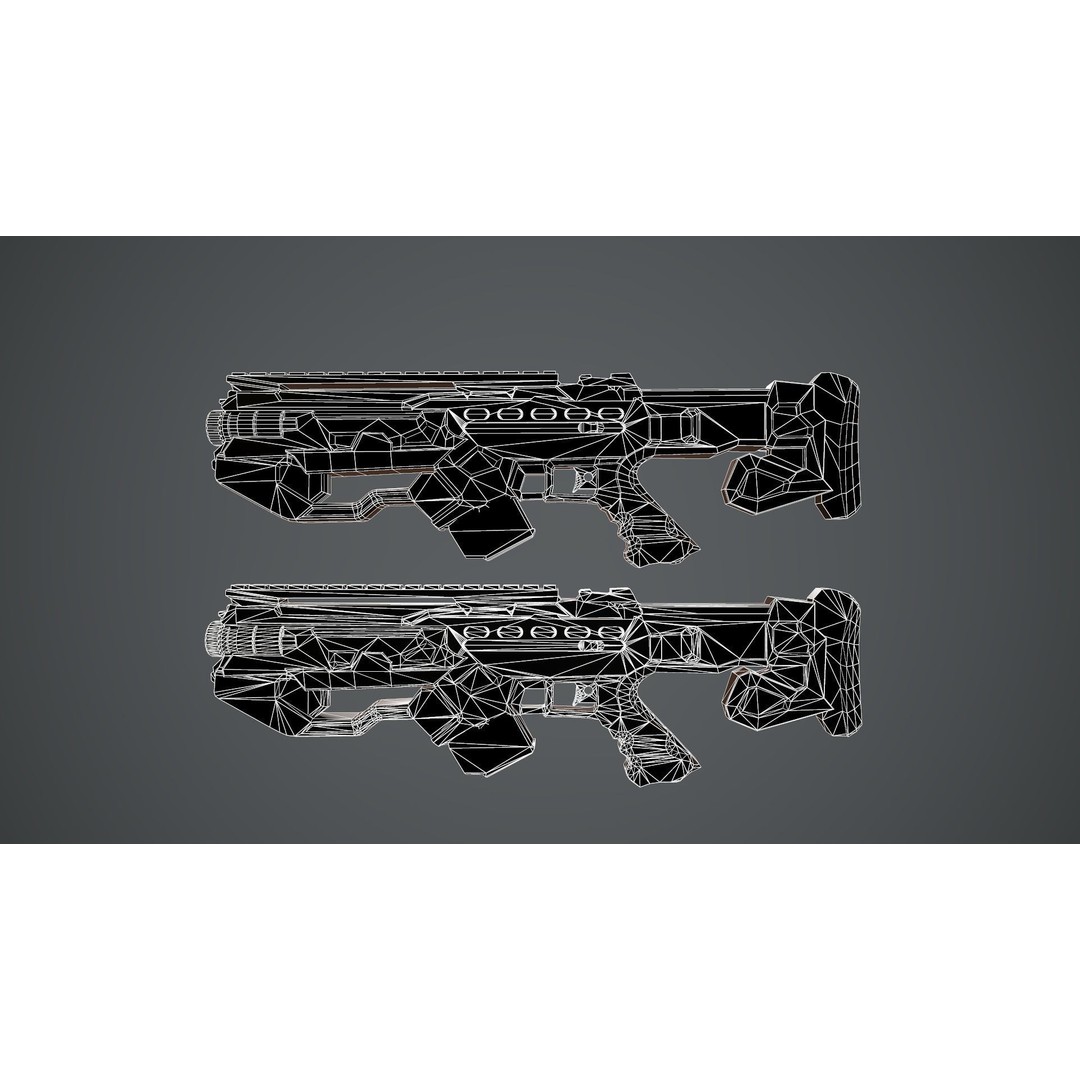 Space Gun 3D Model – Low Poly Sci-Fi Concept Weapon, FBX, PBR - View 13
