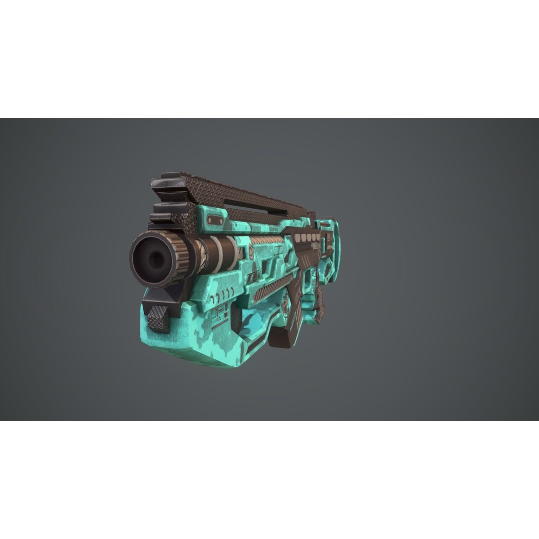 Space Gun 3D Model – Low Poly Sci-Fi Concept Weapon, FBX, PBR - View 16
