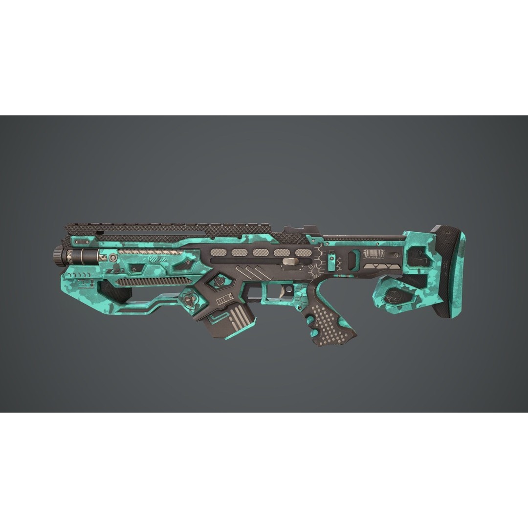 Space Gun 3D Model – Low Poly Sci-Fi Concept Weapon, FBX, PBR - View 17