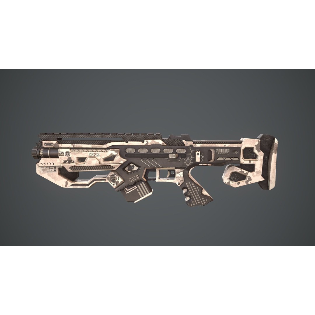Space Gun 3D Model – Low Poly Sci-Fi Concept Weapon, FBX, PBR - View 19