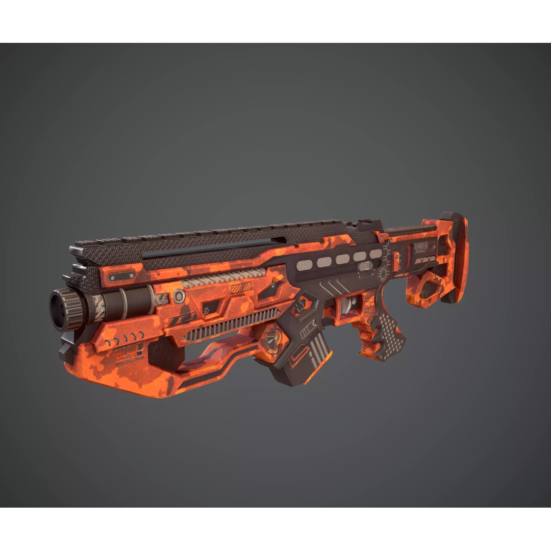 Space Gun 3D Model – Low Poly Sci-Fi Concept Weapon, FBX, PBR - View 2