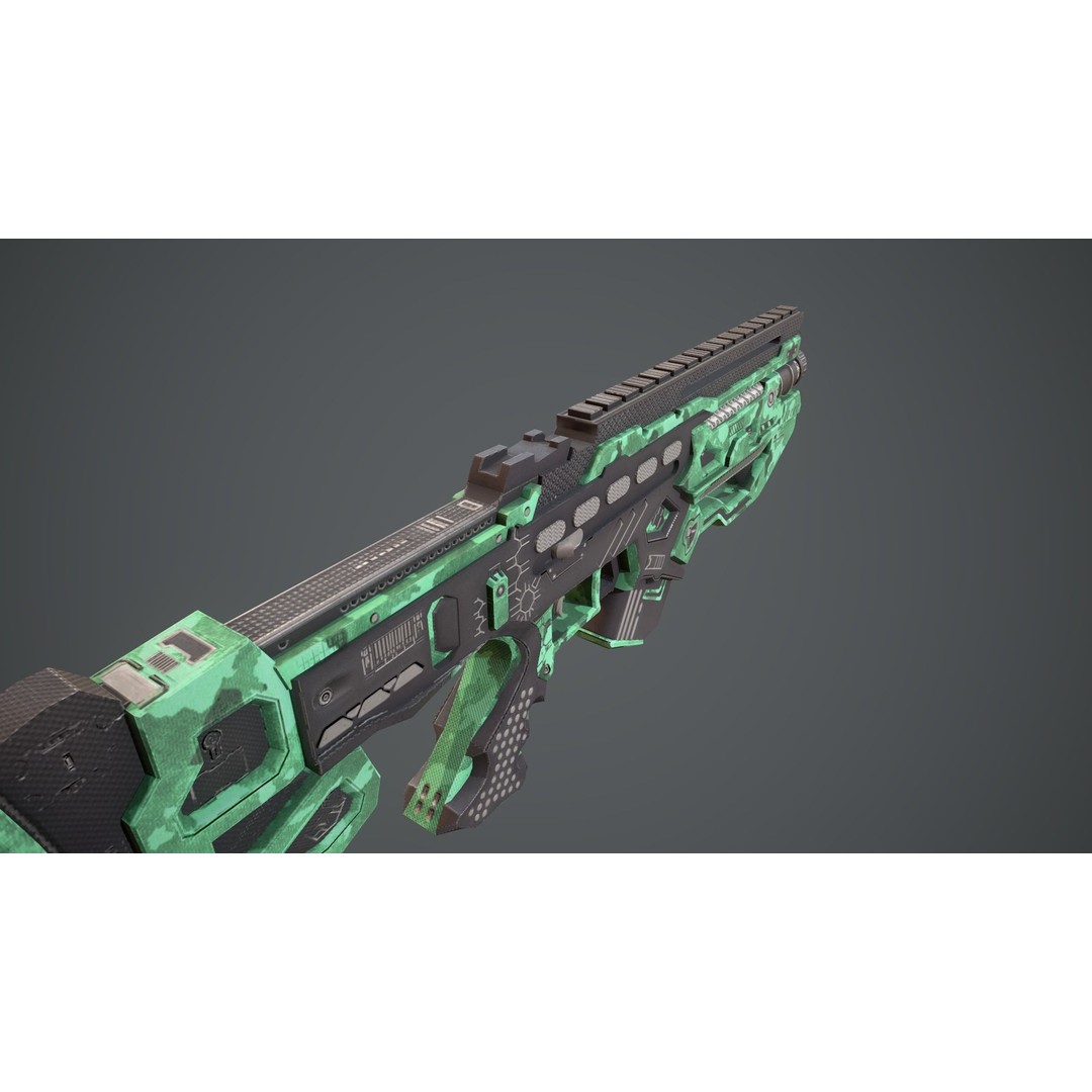 Space Gun 3D Model – Low Poly Sci-Fi Concept Weapon, FBX, PBR - View 22
