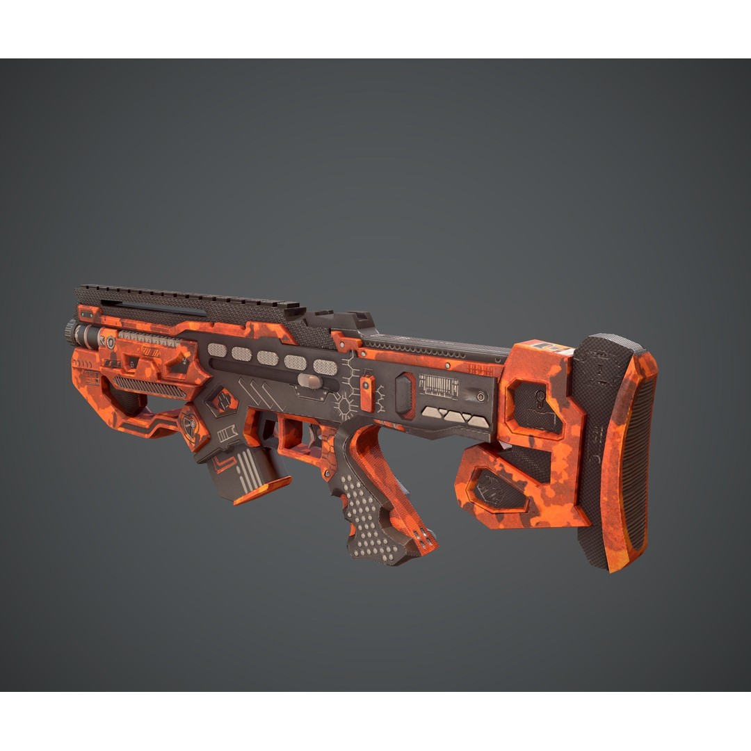 Space Gun 3D Model – Low Poly Sci-Fi Concept Weapon, FBX, PBR - View 3