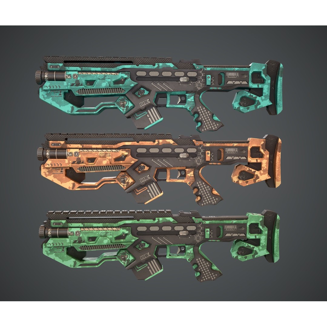 Space Gun 3D Model – Low Poly Sci-Fi Concept Weapon, FBX, PBR - View 4