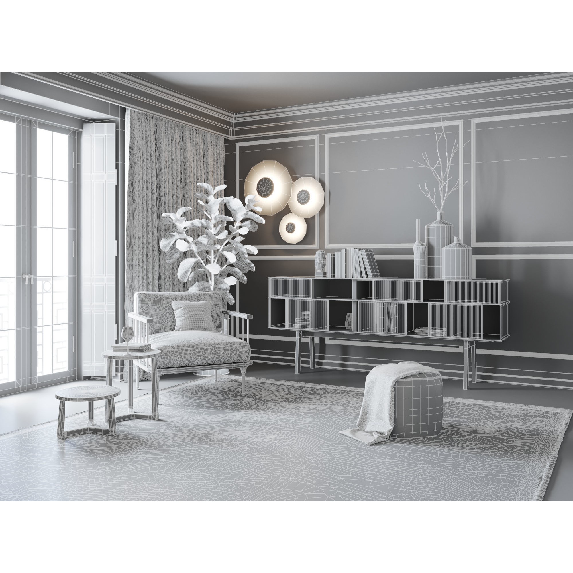 Eclectic Apartment Interior - Cinema 4D 3D Model - View 9