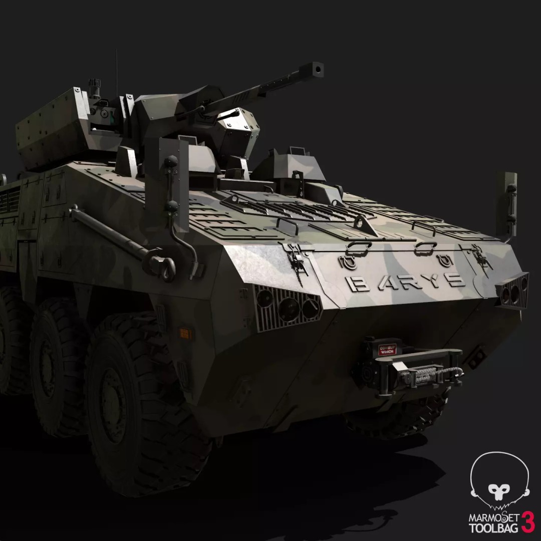 BARYS 8x8 Armoured Wheeled Vehicle 3D Model – Low Poly Game Asset, FBX, OBJ - View 18