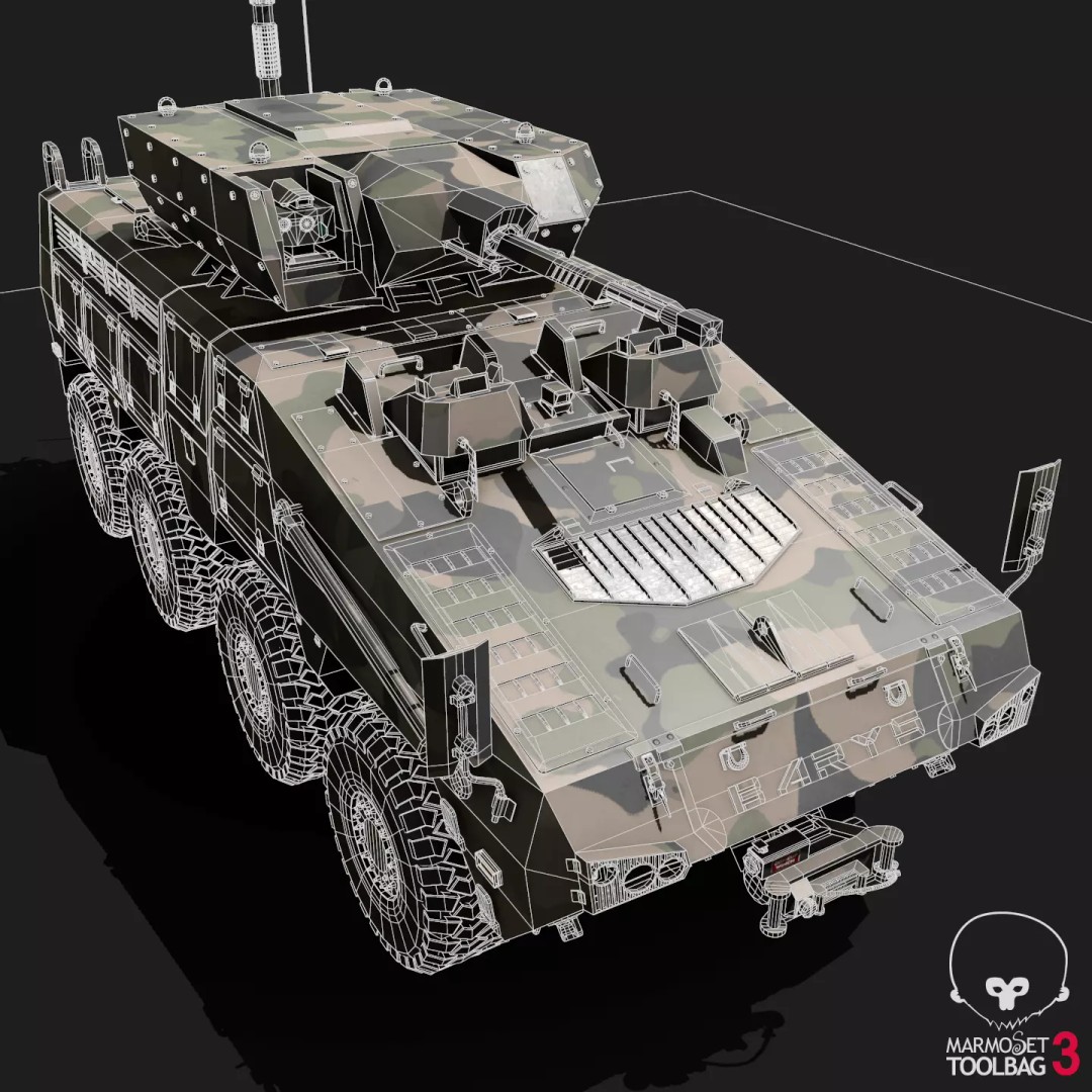BARYS 8x8 Armoured Wheeled Vehicle 3D Model – Low Poly Game Asset, FBX, OBJ - View 21