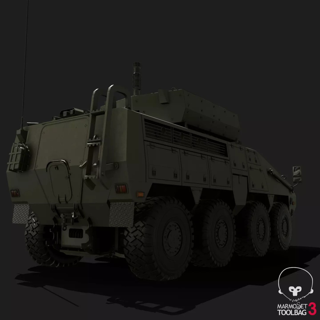 BARYS 8x8 Armoured Wheeled Vehicle 3D Model – Low Poly Game Asset, FBX, OBJ - View 27