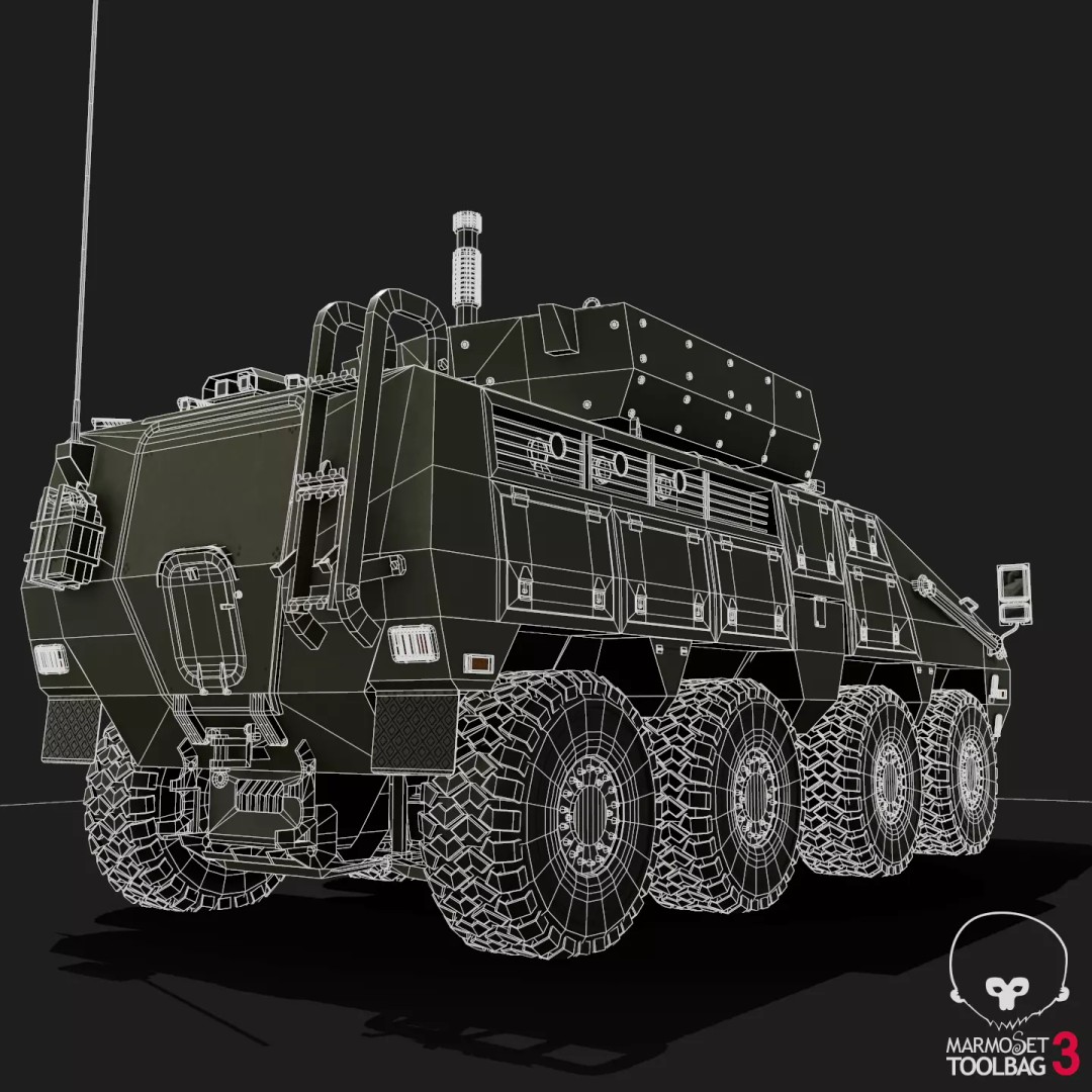 BARYS 8x8 Armoured Wheeled Vehicle 3D Model – Low Poly Game Asset, FBX, OBJ - View 28