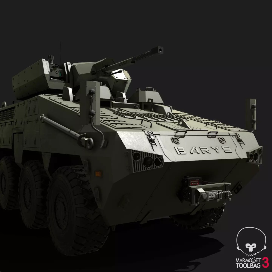 BARYS 8x8 Armoured Wheeled Vehicle 3D Model – Low Poly Game Asset, FBX, OBJ - View 29
