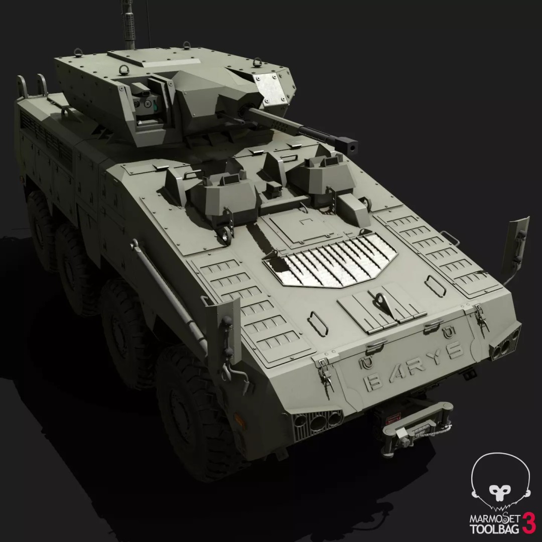 BARYS 8x8 Armoured Wheeled Vehicle 3D Model – Low Poly Game Asset, FBX, OBJ - View 31