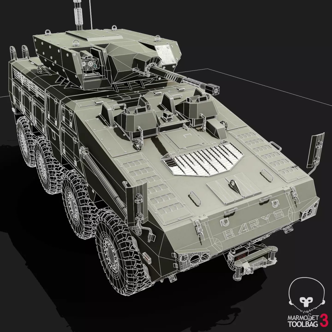 BARYS 8x8 Armoured Wheeled Vehicle 3D Model – Low Poly Game Asset, FBX, OBJ - View 32