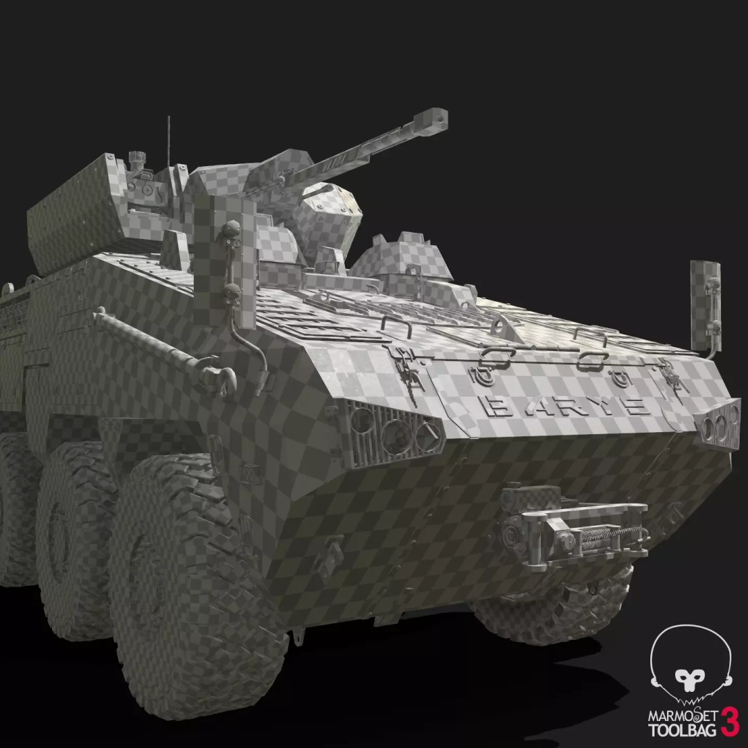 BARYS 8x8 Armoured Wheeled Vehicle 3D Model – Low Poly Game Asset, FBX, OBJ - View 37