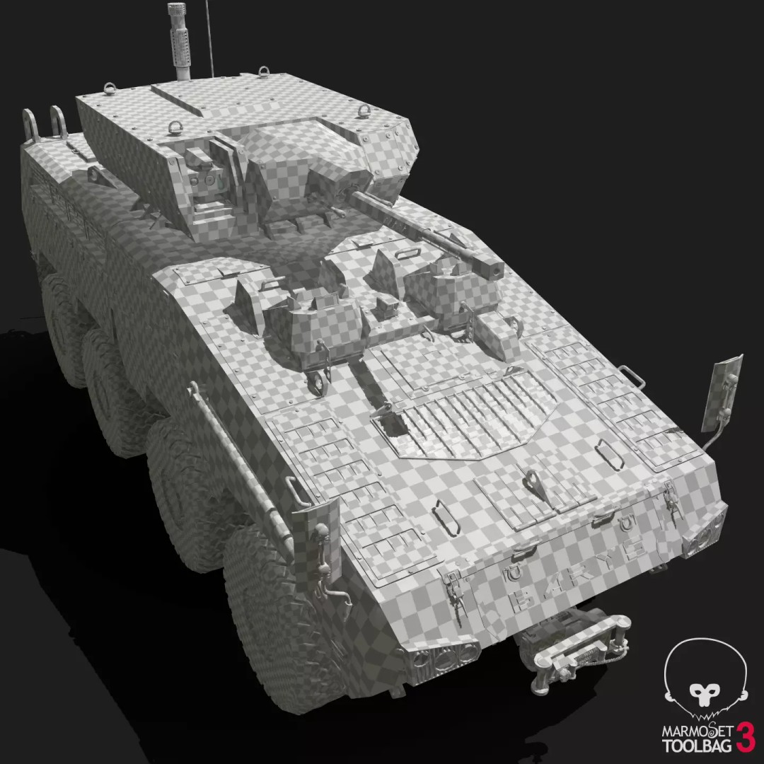 BARYS 8x8 Armoured Wheeled Vehicle 3D Model – Low Poly Game Asset, FBX, OBJ - View 38