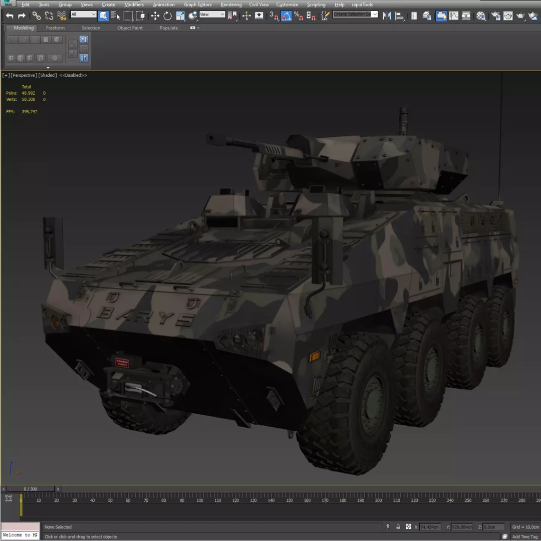 BARYS 8x8 Armoured Wheeled Vehicle 3D Model – Low Poly Game Asset, FBX, OBJ - View 39