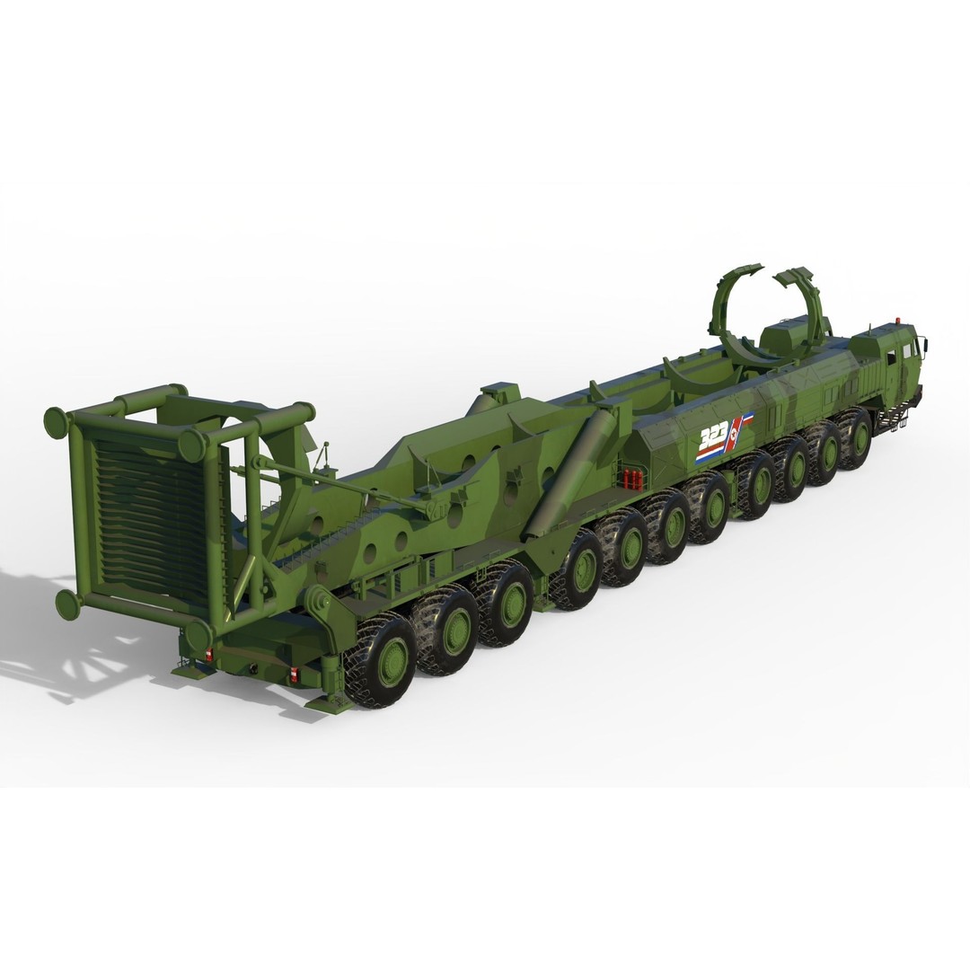Hwasong 17 Missile Launcher 3D Model – PBR Military Vehicle, FBX - View 7