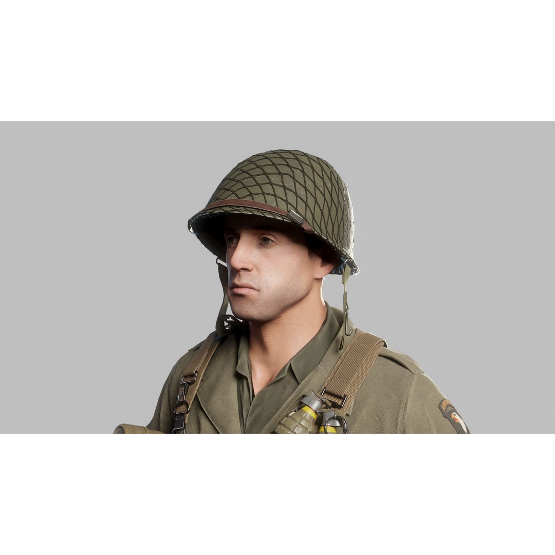 WW2 Infantry Soldier 3D Model – Low Poly Game-Ready Character, FBX - View 10