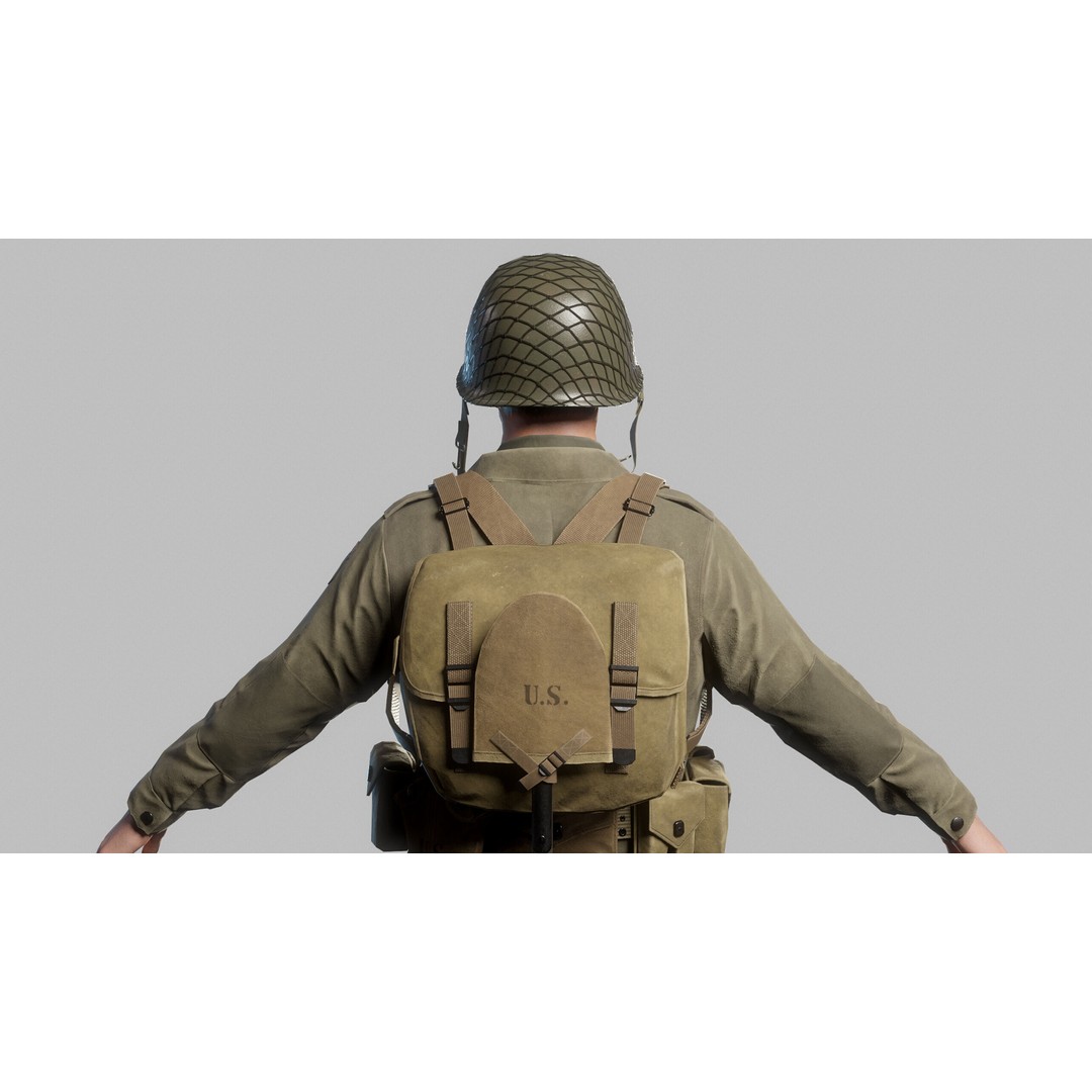 WW2 Infantry Soldier 3D Model – Low Poly Game-Ready Character, FBX - View 12