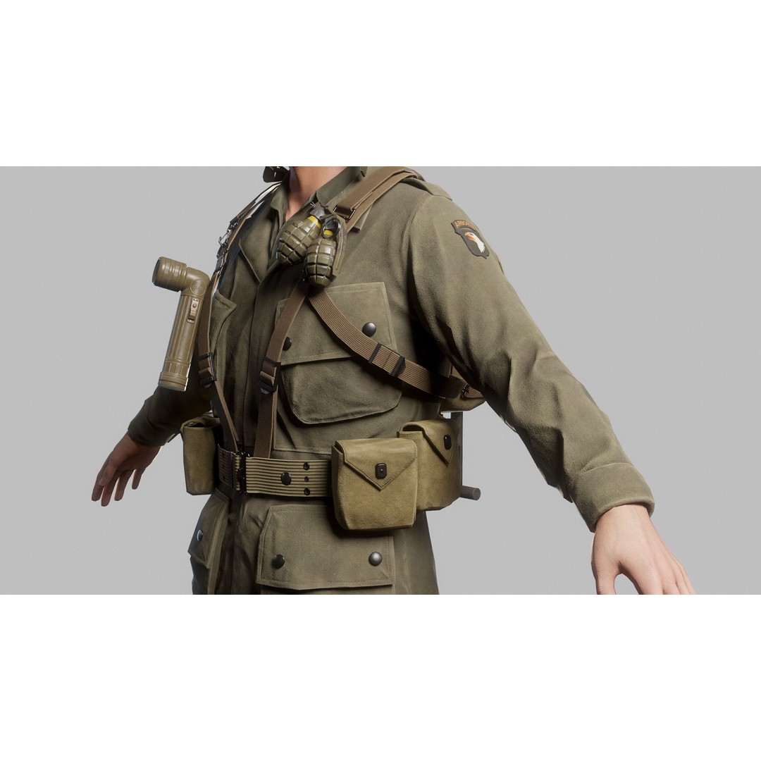 WW2 Infantry Soldier 3D Model – Low Poly Game-Ready Character, FBX - View 15