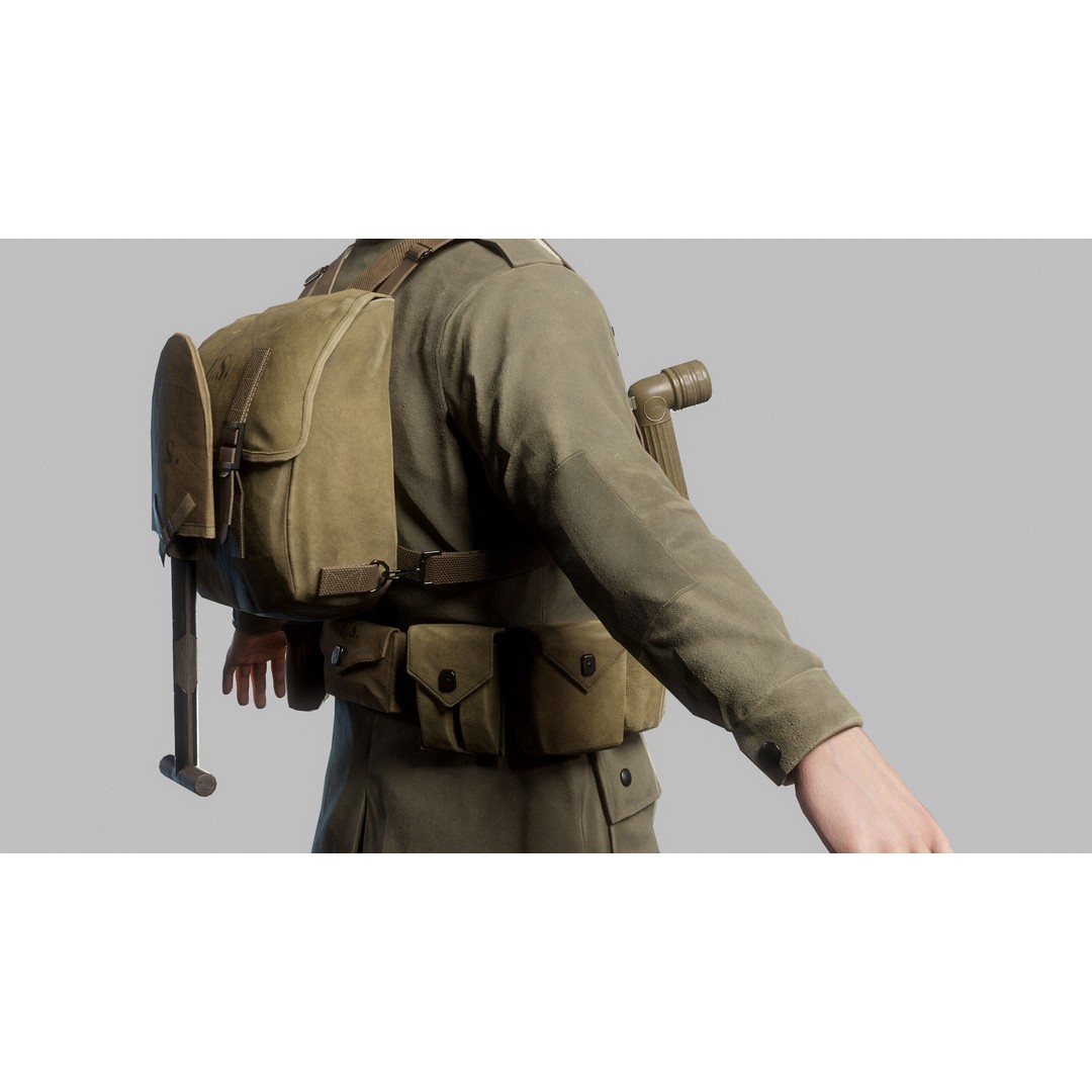 WW2 Infantry Soldier 3D Model – Low Poly Game-Ready Character, FBX - View 17