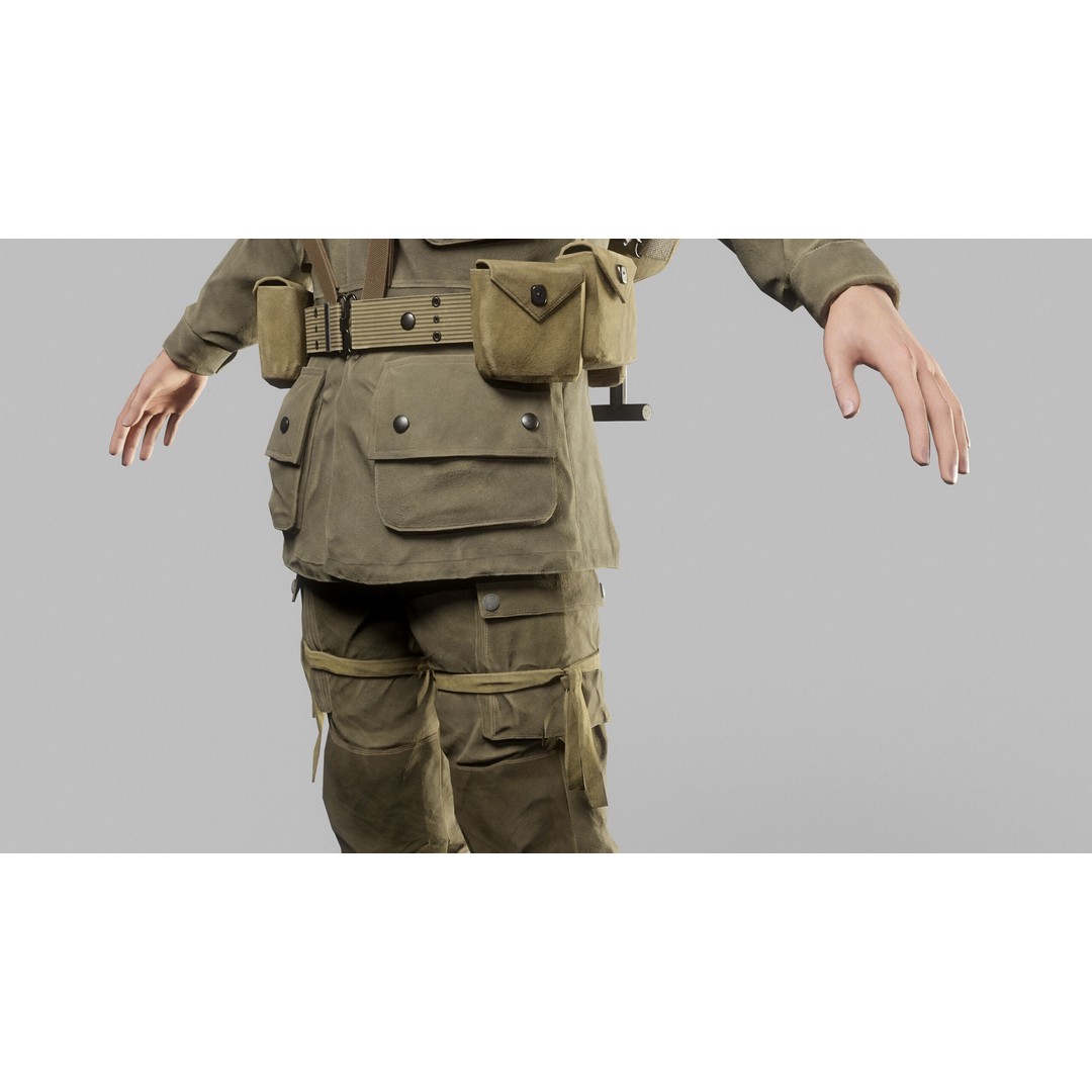 WW2 Infantry Soldier 3D Model – Low Poly Game-Ready Character, FBX - View 19