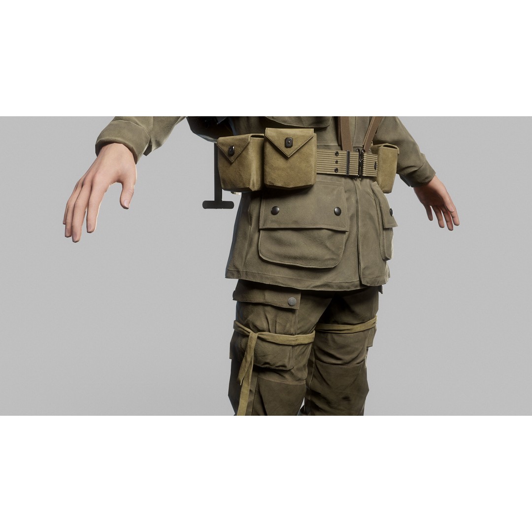 WW2 Infantry Soldier 3D Model – Low Poly Game-Ready Character, FBX - View 20