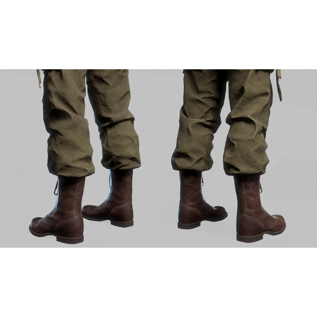 WW2 Infantry Soldier 3D Model – Low Poly Game-Ready Character, FBX - View 24