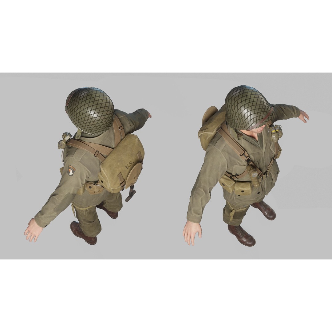 WW2 Infantry Soldier 3D Model – Low Poly Game-Ready Character, FBX - View 30