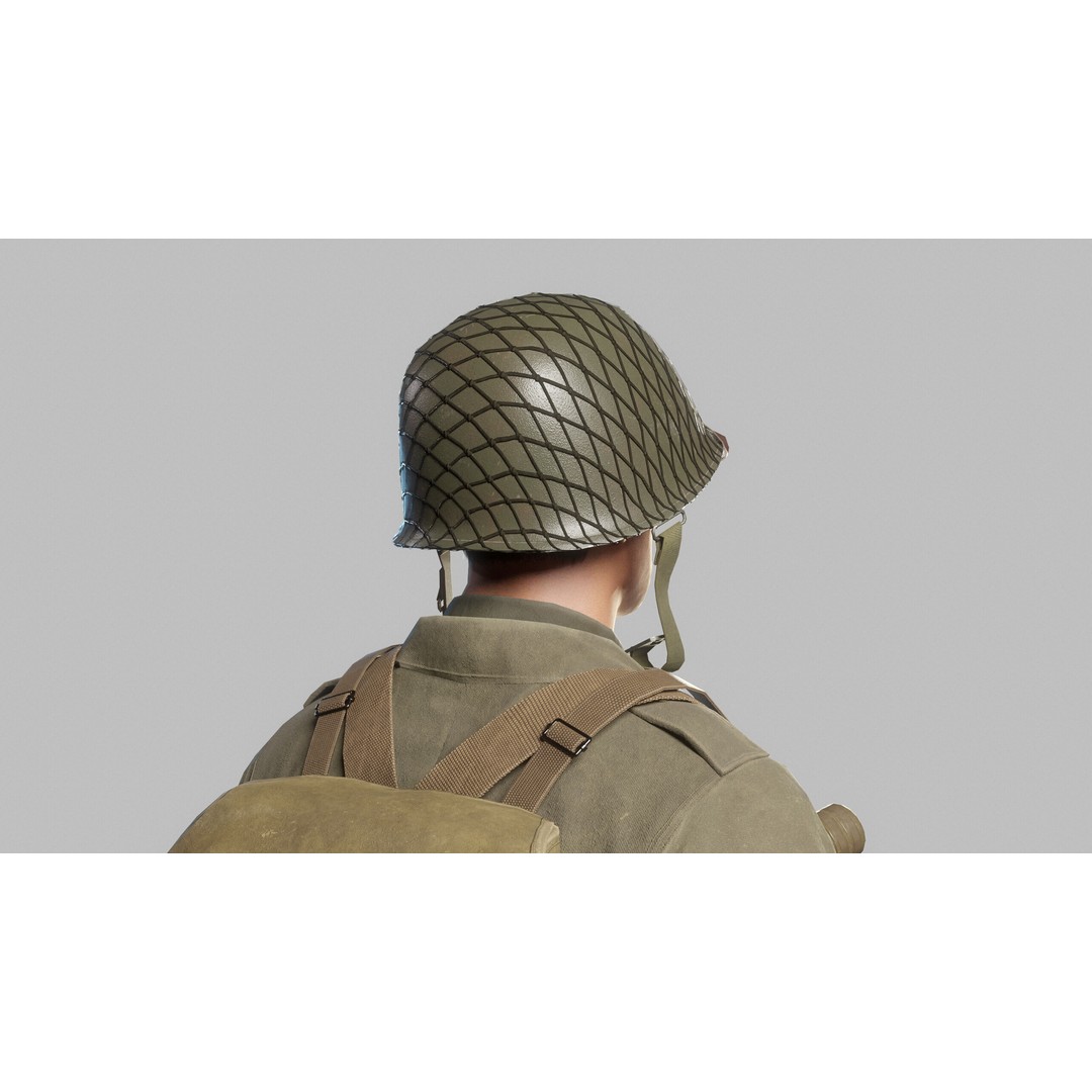 WW2 Infantry Soldier 3D Model – Low Poly Game-Ready Character, FBX - View 8