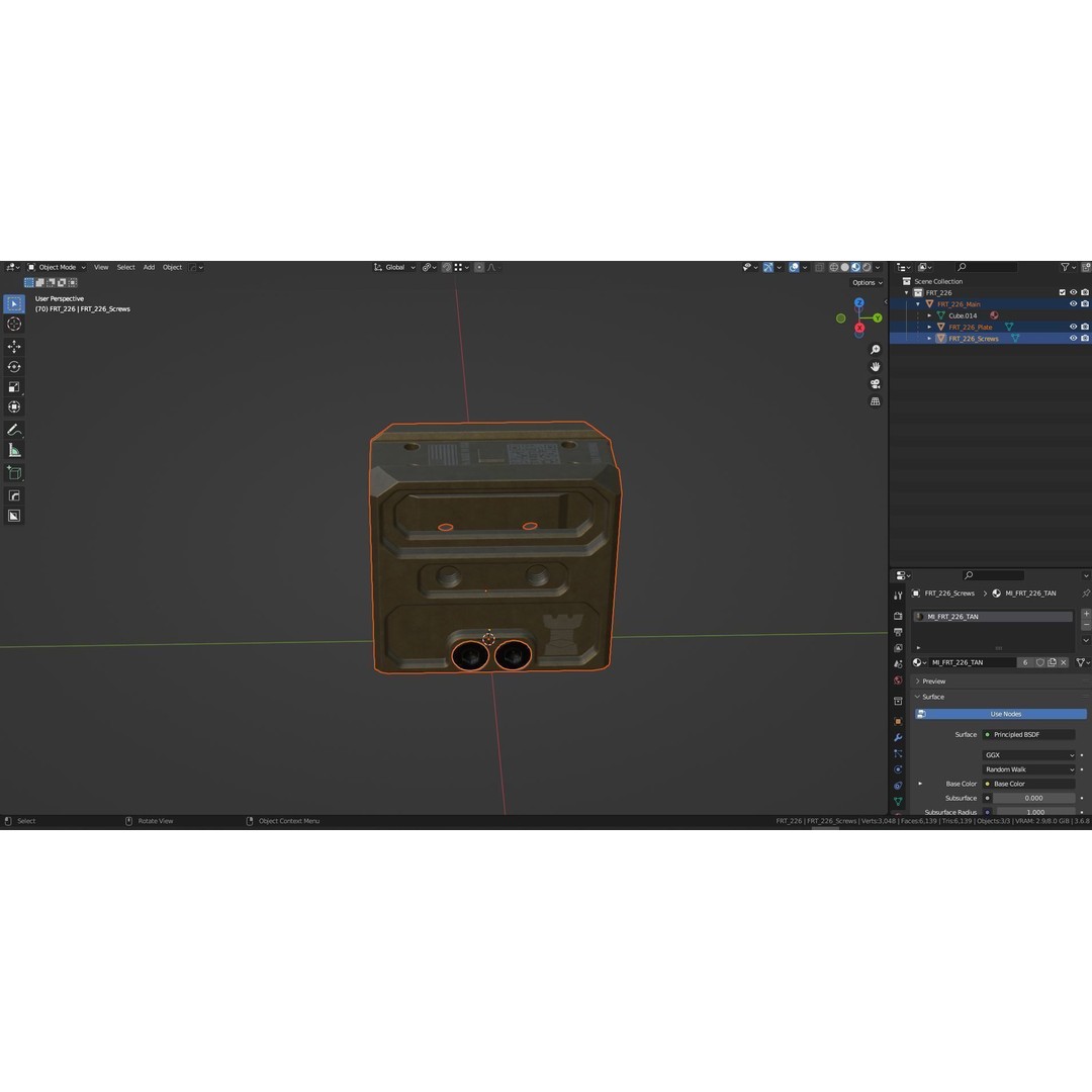 FRT-226 Optic Mount 3D Model – Low Poly Game-Ready Asset, FBX, OBJ