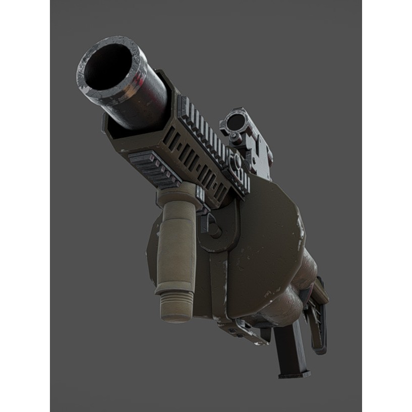 MGL-140 Low Poly 3D Model – Military Grenade Launcher Asset, FBX, OBJ - View 11