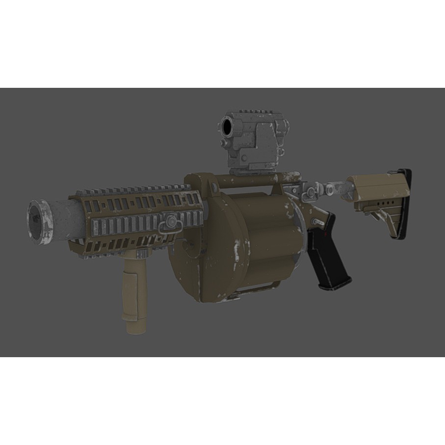 MGL-140 Low Poly 3D Model – Military Grenade Launcher Asset, FBX, OBJ - View 14