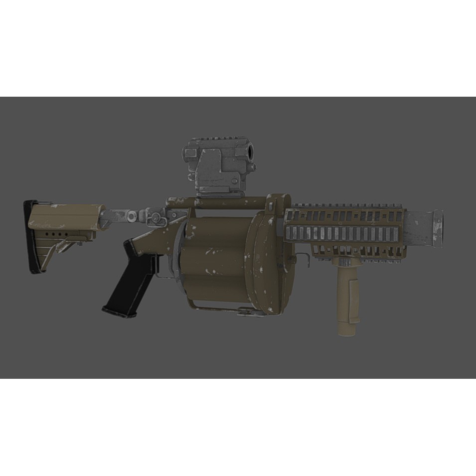 MGL-140 Low Poly 3D Model – Military Grenade Launcher Asset, FBX, OBJ - View 15