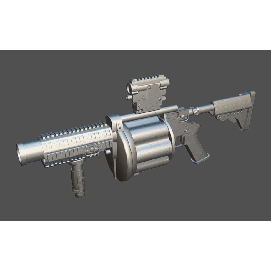 MGL-140 Low Poly 3D Model – Military Grenade Launcher Asset, FBX, OBJ - View 16