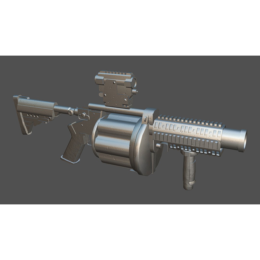 MGL-140 Low Poly 3D Model – Military Grenade Launcher Asset, FBX, OBJ - View 17