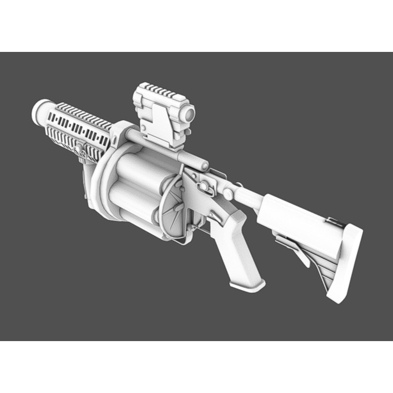 MGL-140 Low Poly 3D Model – Military Grenade Launcher Asset, FBX, OBJ - View 18