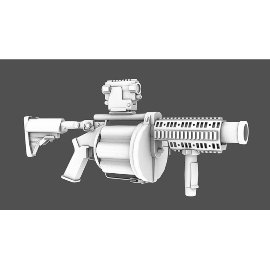 MGL-140 Low Poly 3D Model – Military Grenade Launcher Asset, FBX, OBJ - View 19
