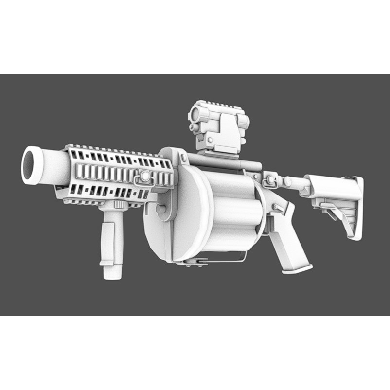 MGL-140 Low Poly 3D Model – Military Grenade Launcher Asset, FBX, OBJ - View 20