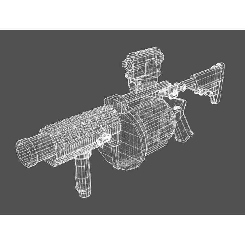 MGL-140 Low Poly 3D Model – Military Grenade Launcher Asset, FBX, OBJ - View 21